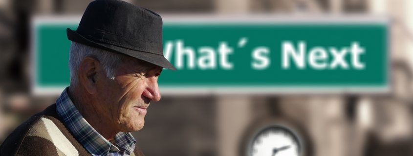 old man with signpost: What's next?