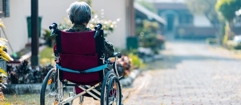 Dementia senior on a wheelchair