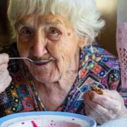 Dementia patient eating healthy